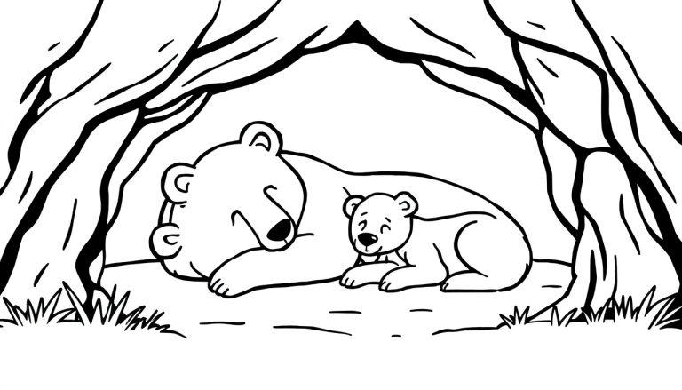 Berenfamilie in grot kleurplaat
