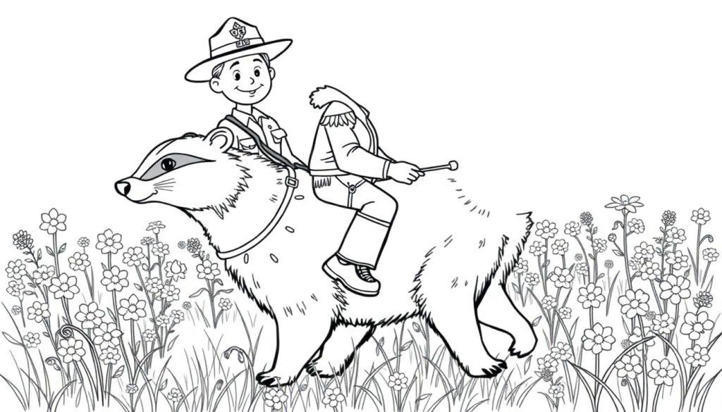 Padvinder op een das kleurplaat