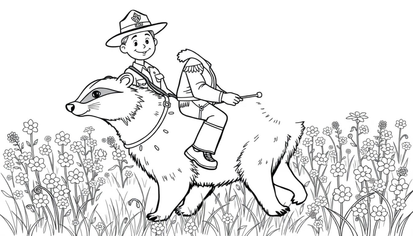 Padvinder op een das kleurplaat