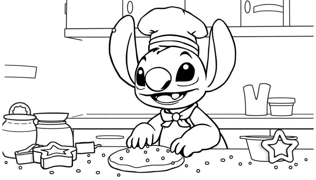 Stitch de kok kleurplaat