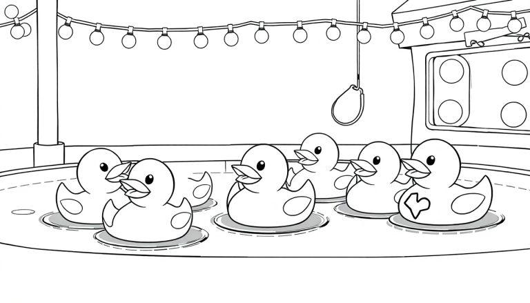 Eendjes vissen kleurplaat op de kermis