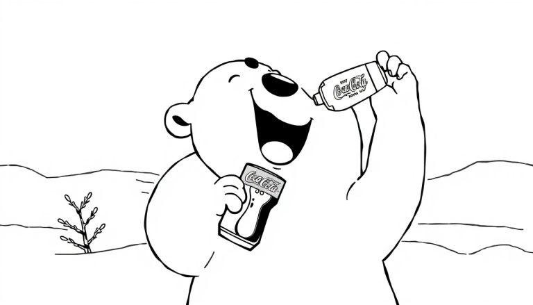 IJsbeer met Coca-Cola kleurplaat