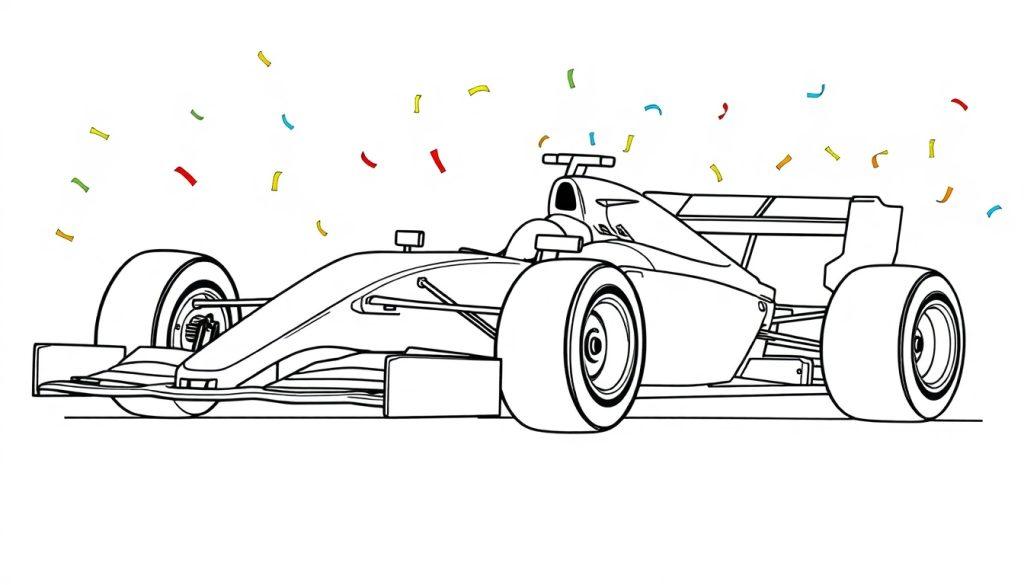 Formule 1 kleurplaat met confetti!