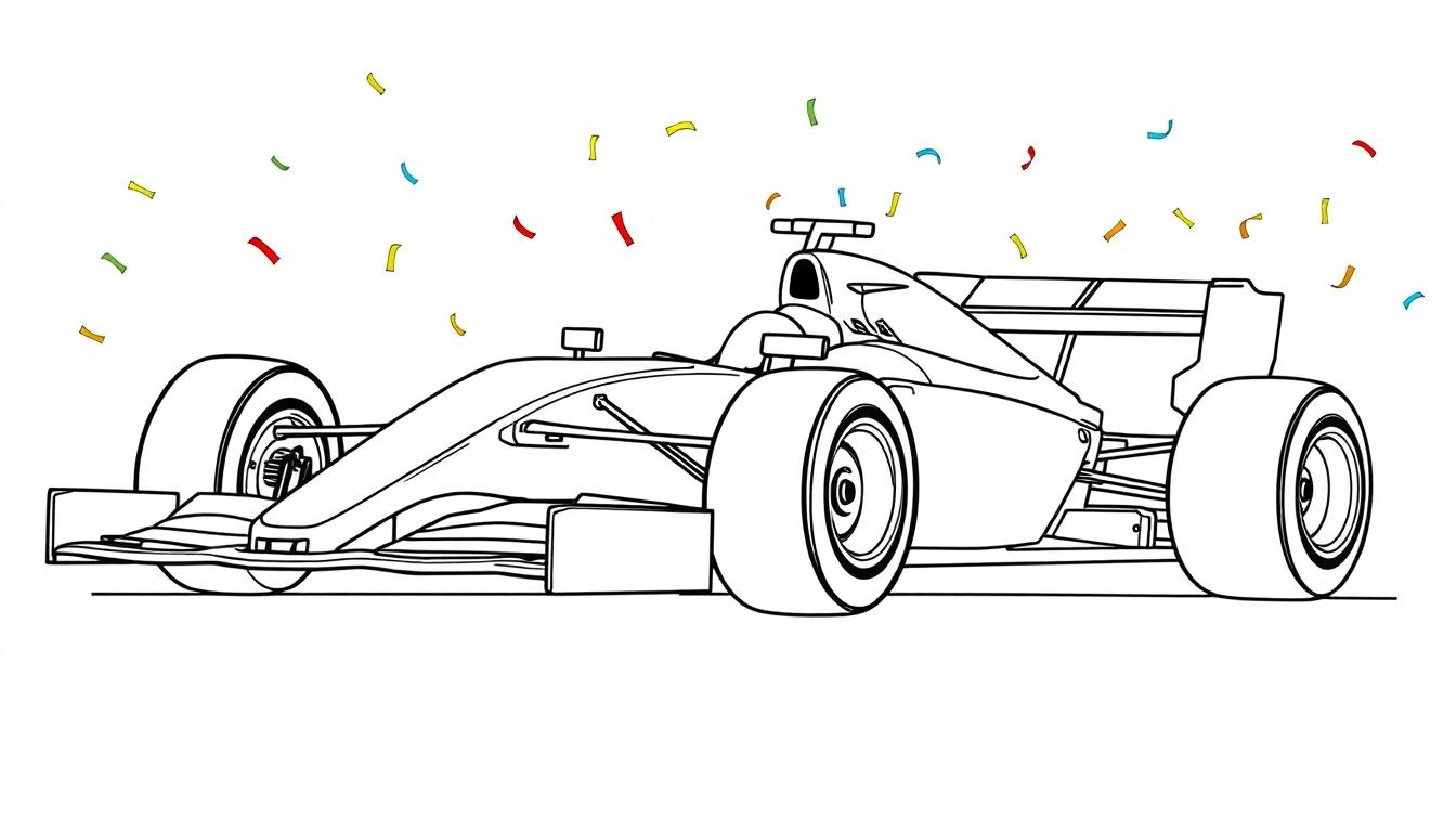 Formule 1 kleurplaat met confetti!