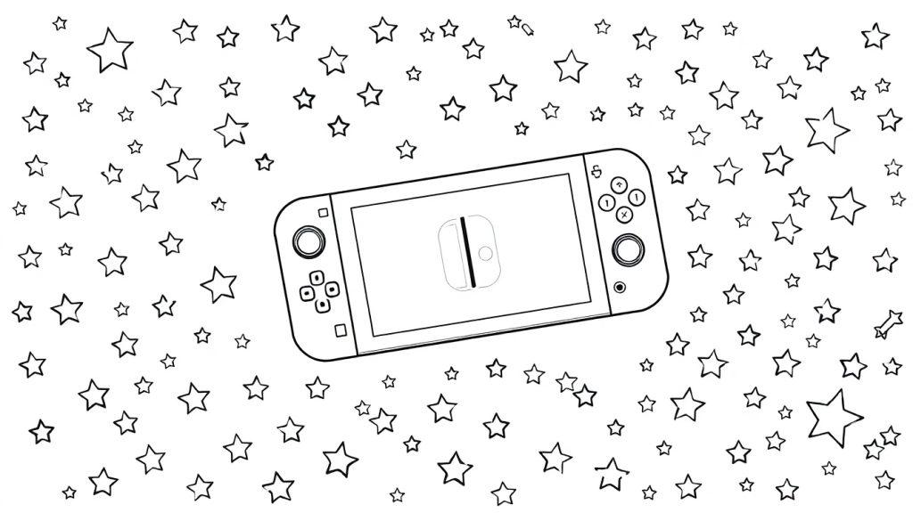 Nintendo Switch kleurplaat met sterren