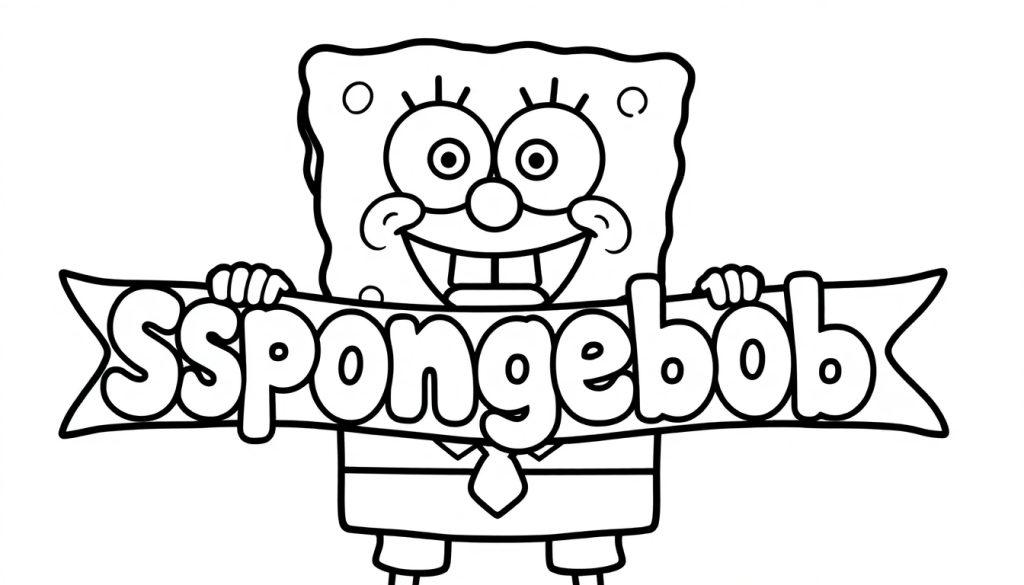 Spongebob kleurplaat met sierletters