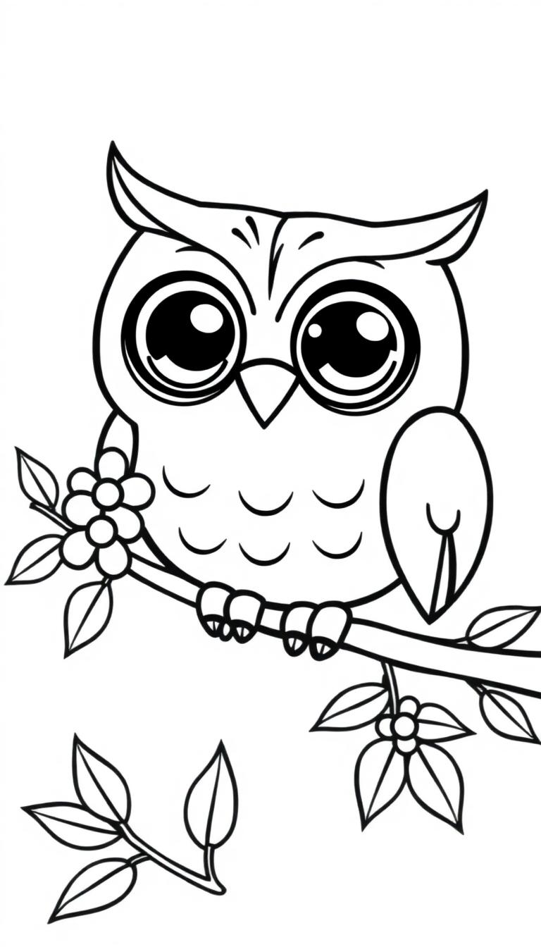 Lieve vrolijke uil kleurplaat