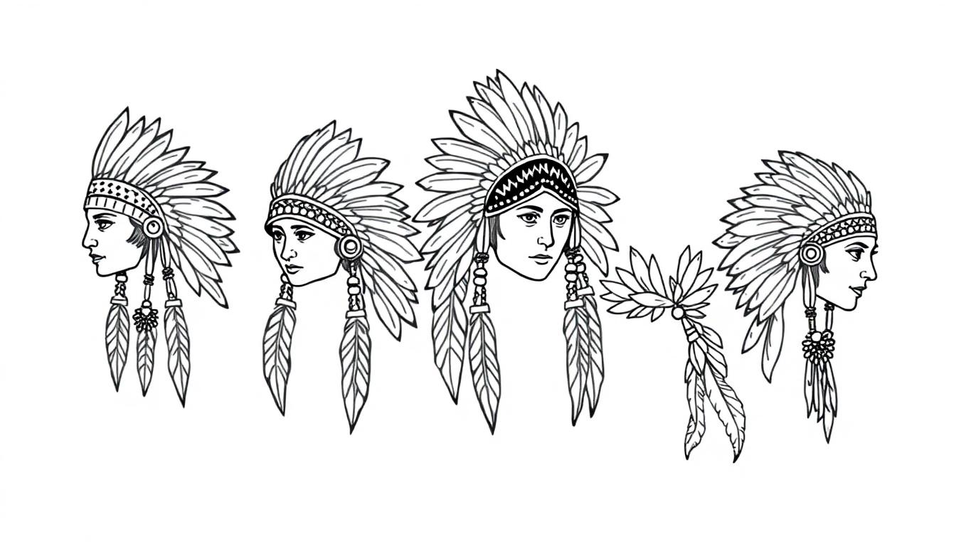 Indianen hoofdtooi kleurplaat