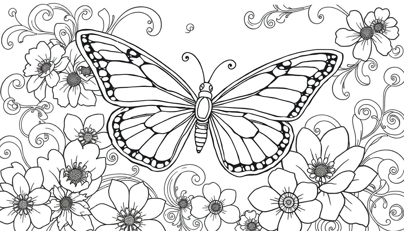 Mooie vlinder kleurplaat voor oudere kinderen