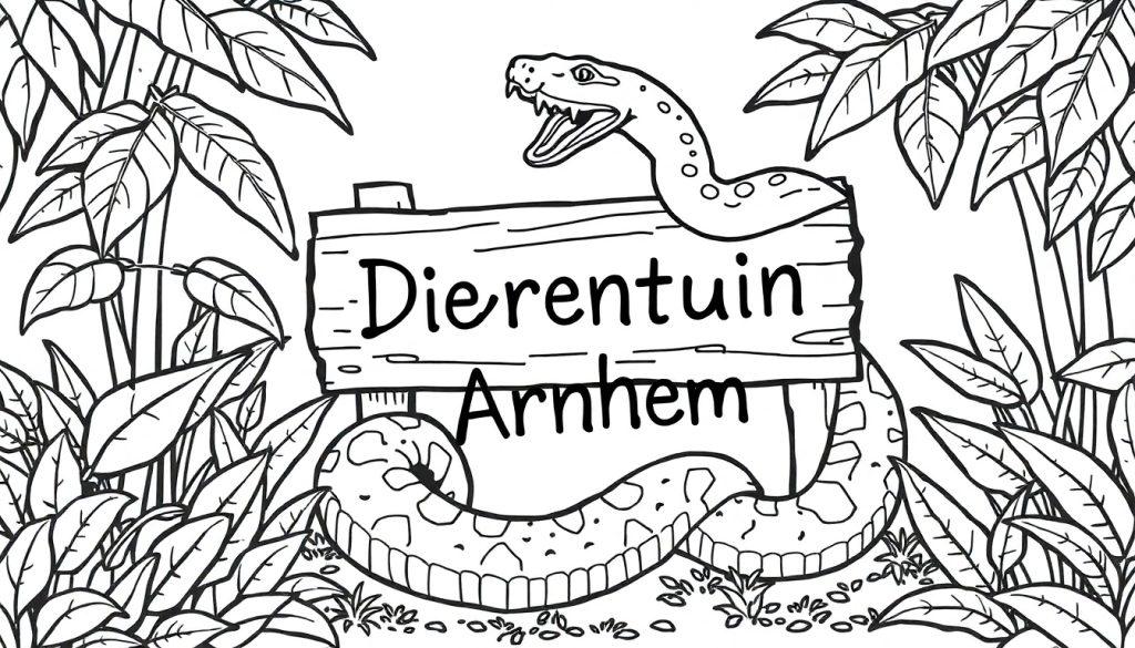 Kleurplaat van een python bij Dierentuin Arnhem