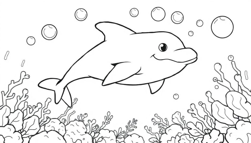 Vrolijke dolfijn kleurplaat