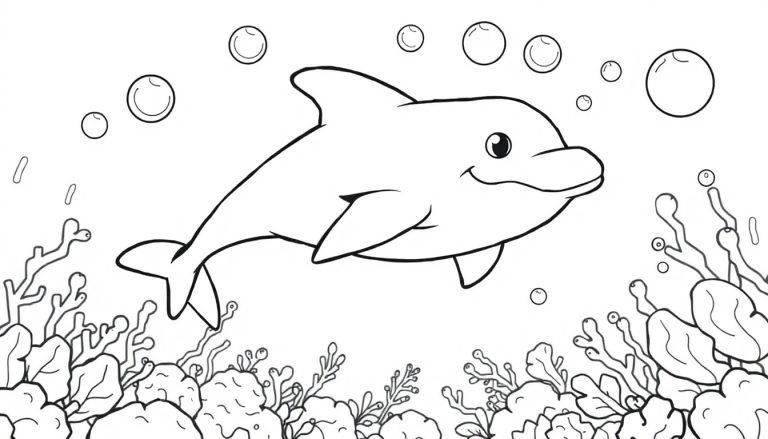Vrolijke dolfijn kleurplaat