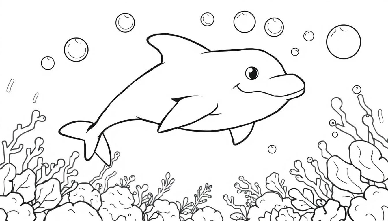 Vrolijke dolfijn kleurplaat