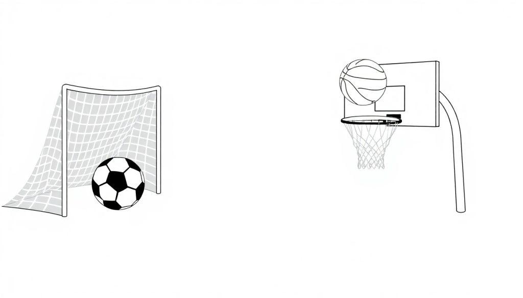 Voetbalgoal en basketbalring kleurplaat