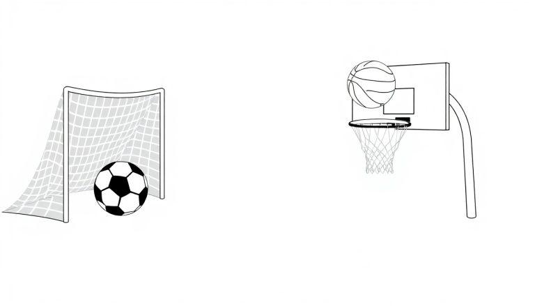Voetbalgoal en basketbalring kleurplaat