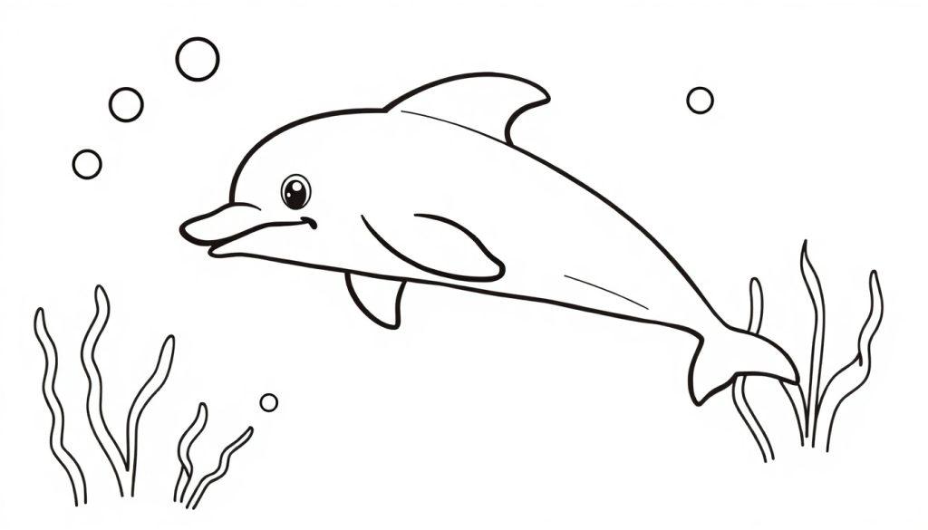 Zwemmende dolfijn kleurplaat