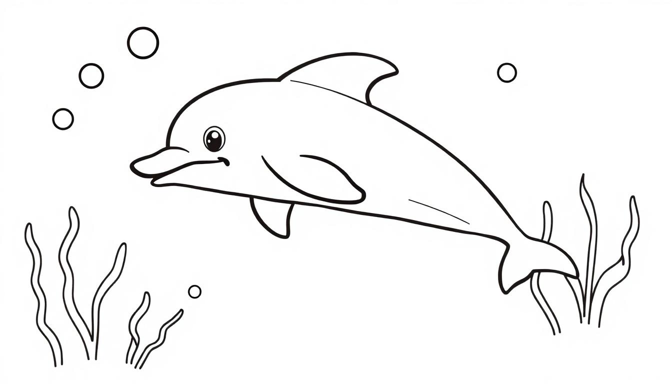 Zwemmende dolfijn kleurplaat