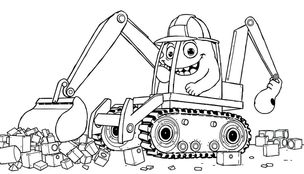 Graafmachine monster kleurplaat