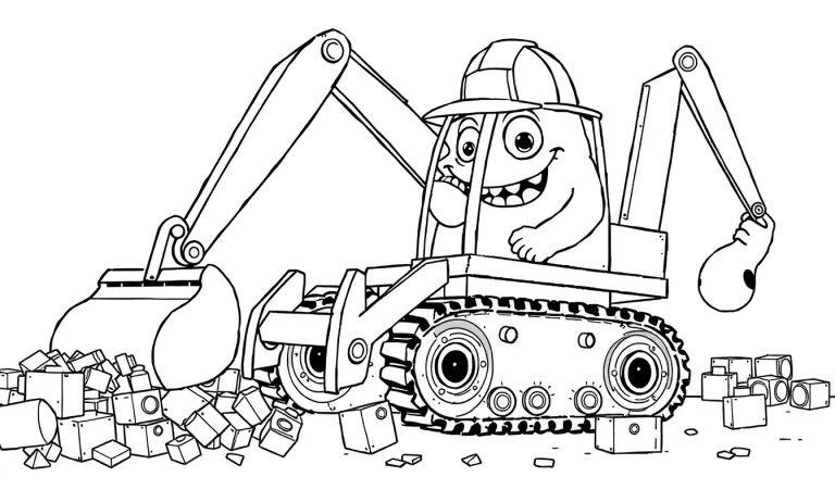 Graafmachine monster kleurplaat