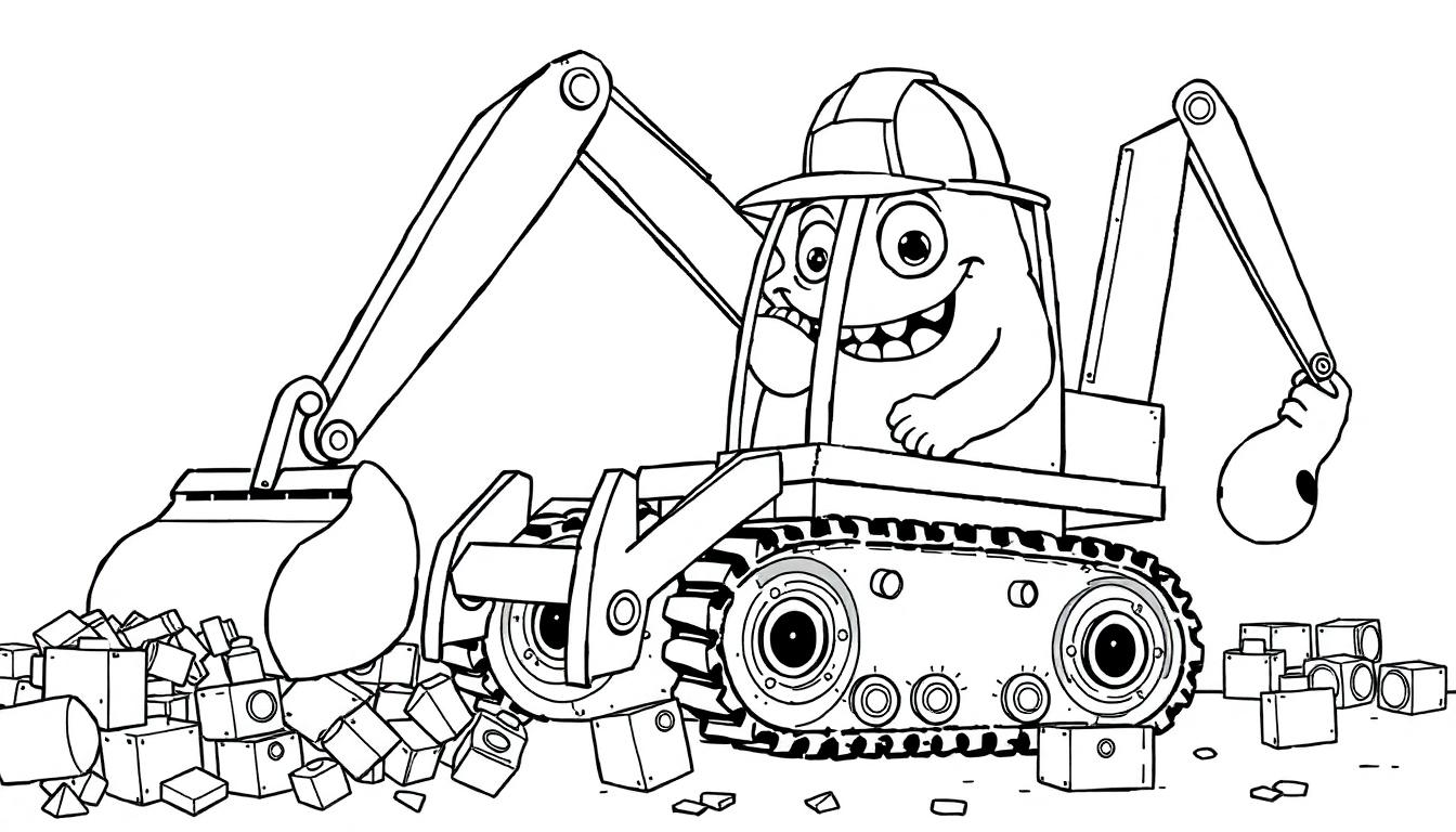 Graafmachine monster kleurplaat