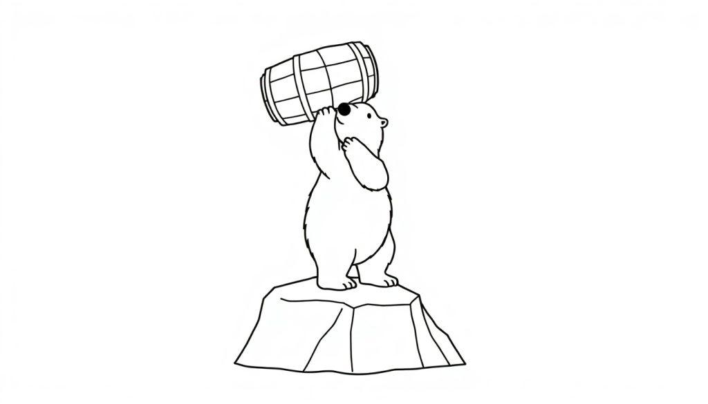 IJsbeer met biervat kleurplaat