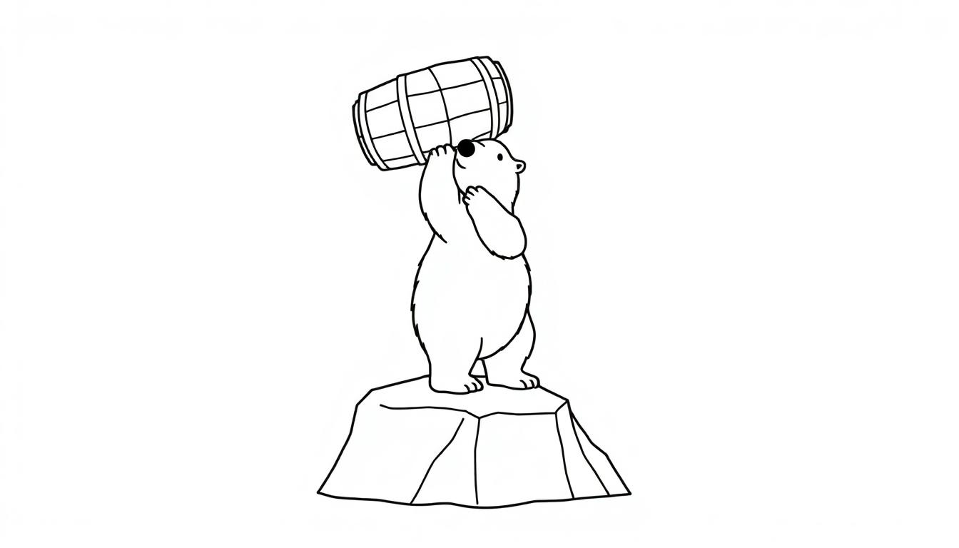 IJsbeer met biervat kleurplaat