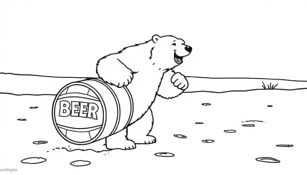 IJsbeer rolt biervat kleurplaat