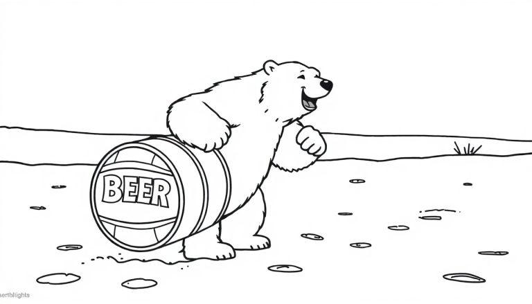 IJsbeer rolt biervat kleurplaat