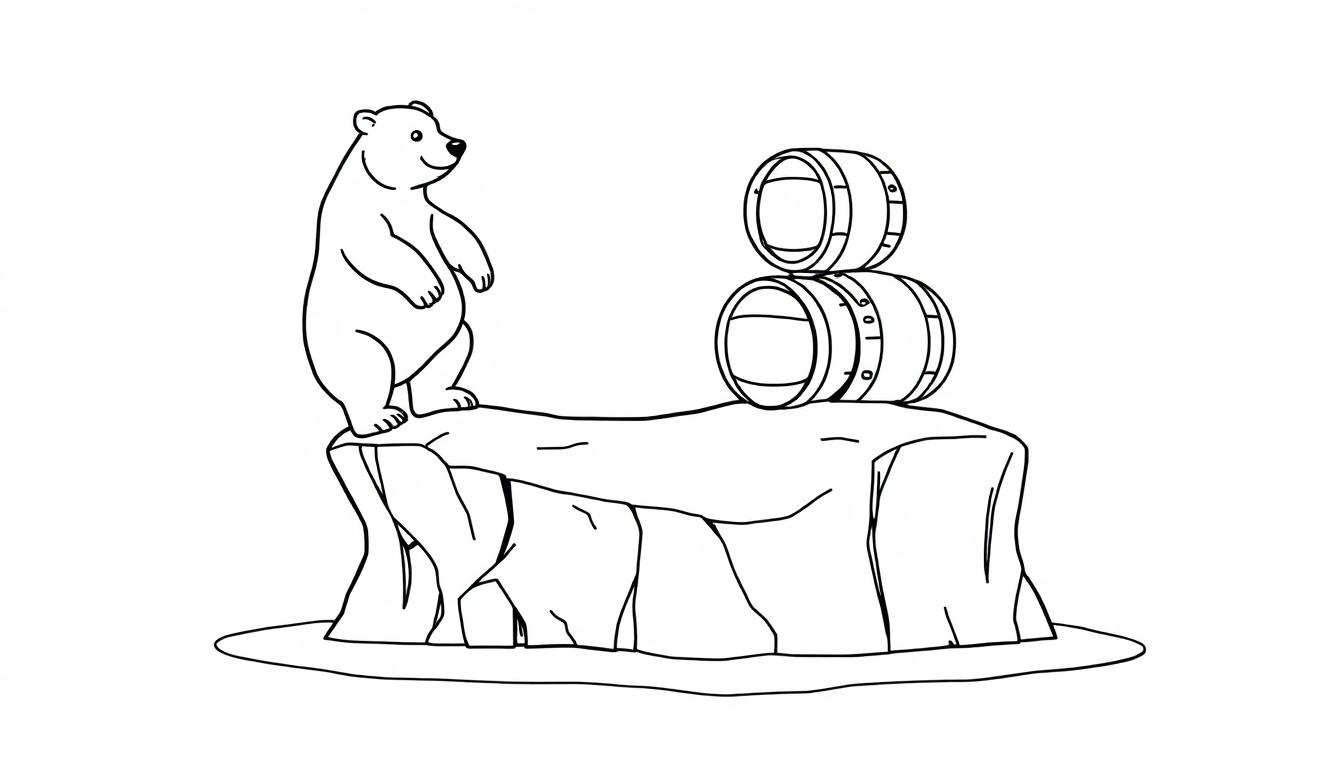 IJsbeer met vaten kleurplaat