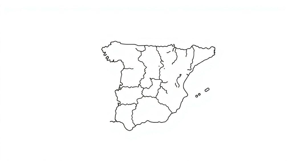 Kleurplaat landkaart van Spanje met alle regio's