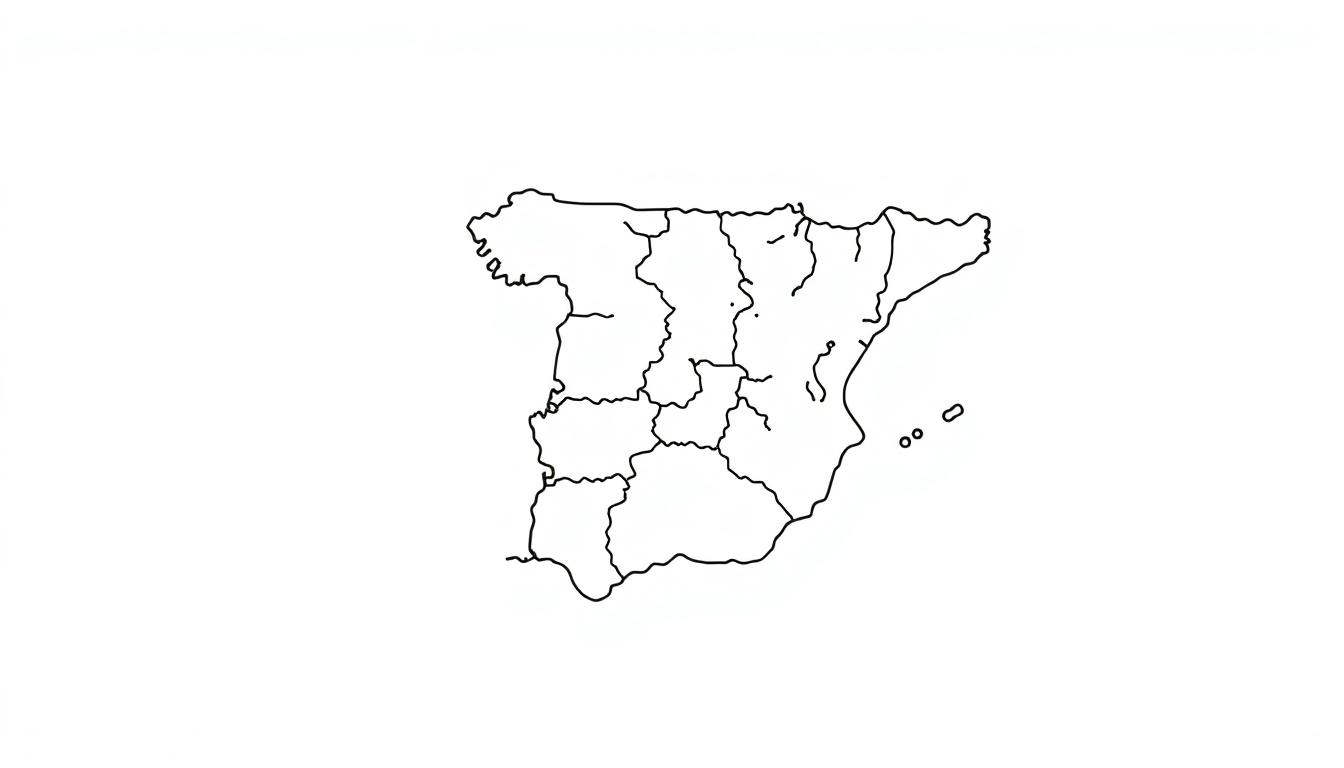 Kleurplaat landkaart van Spanje met alle regio's
