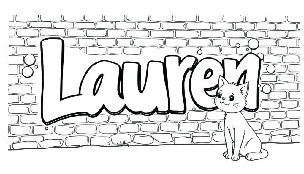 Kleurplaat met graffiti letters Jones en een kat.