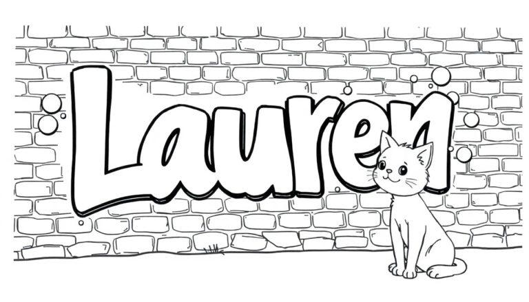 Kleurplaat met graffiti letters Jones en een kat.