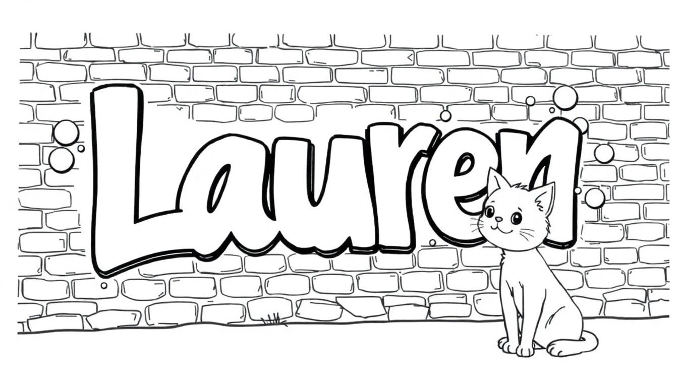 Kleurplaat met graffiti letters Jones en een kat.