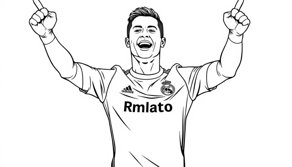 Kleurplaat van Cristiano Ronaldo in Real Madrid shirt