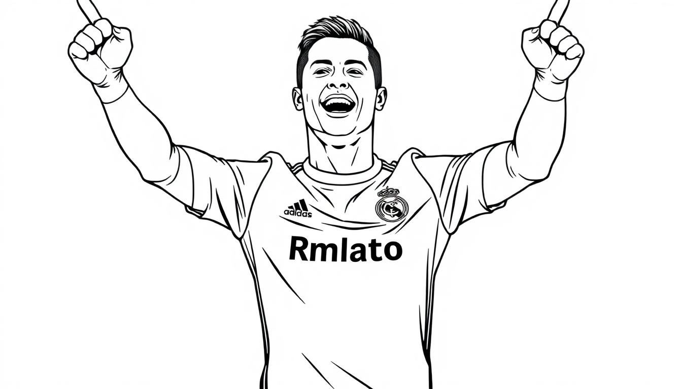 Kleurplaat van Cristiano Ronaldo in Real Madrid shirt