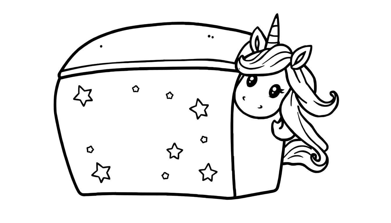 Eenhoorn in schatkist kleurplaat