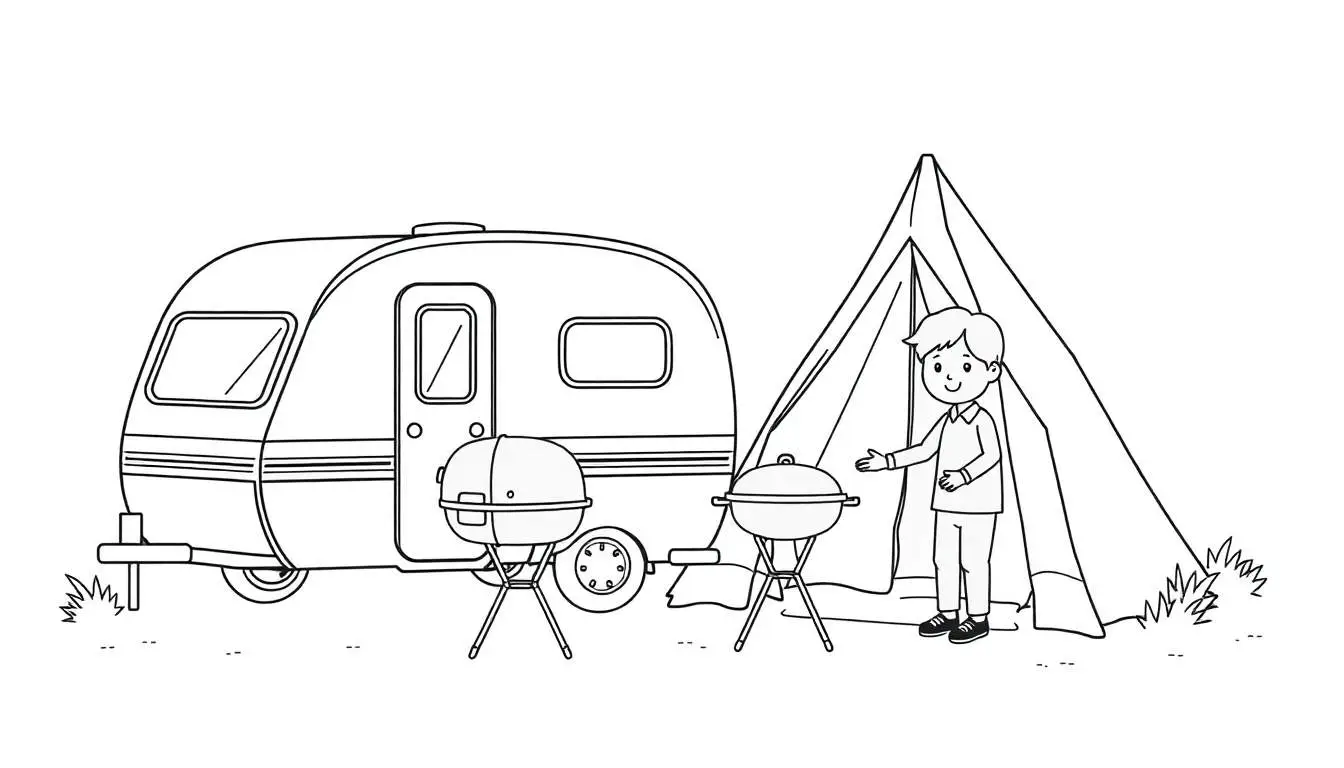Gezellige Kleurplaat Camping