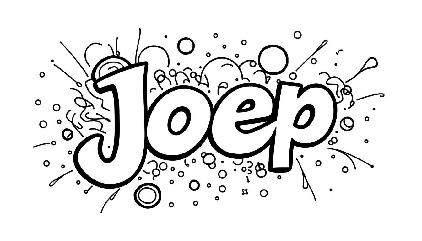 Kleurplaat met de naam Joep in graffiti-stijl met een explosie van kleur en vormen.