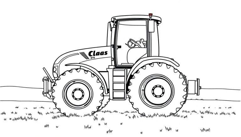 Kleurplaat van een Claas Axion 870 tractor.