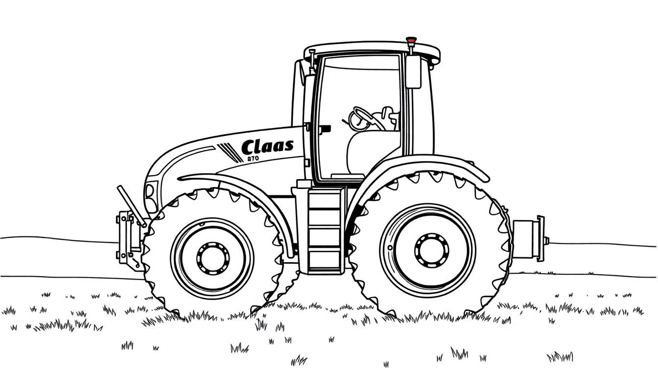 Kleurplaat van een Claas Axion 870 tractor.
