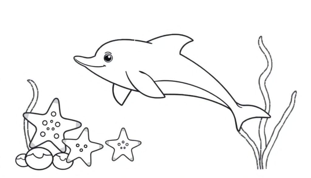 Kleurplaat van een dolfijn