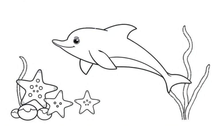 Kleurplaat van een dolfijn