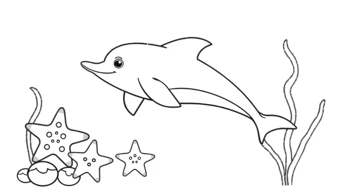 Kleurplaat van een dolfijn