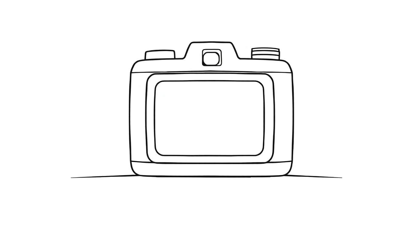 Zwart-wit kleurplaat van een oude camera