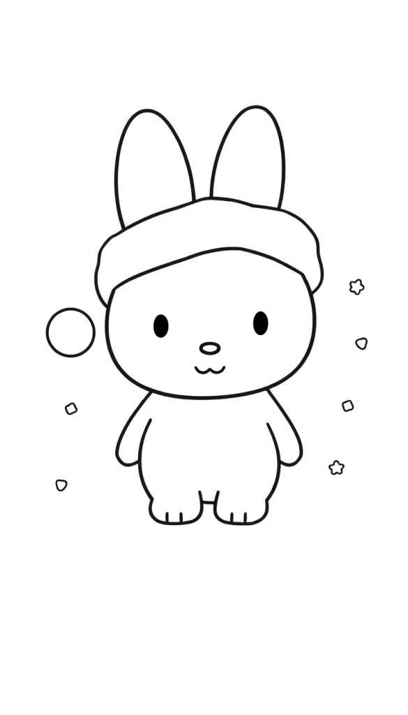 Kleurplaat van een konijn met kerstmuts