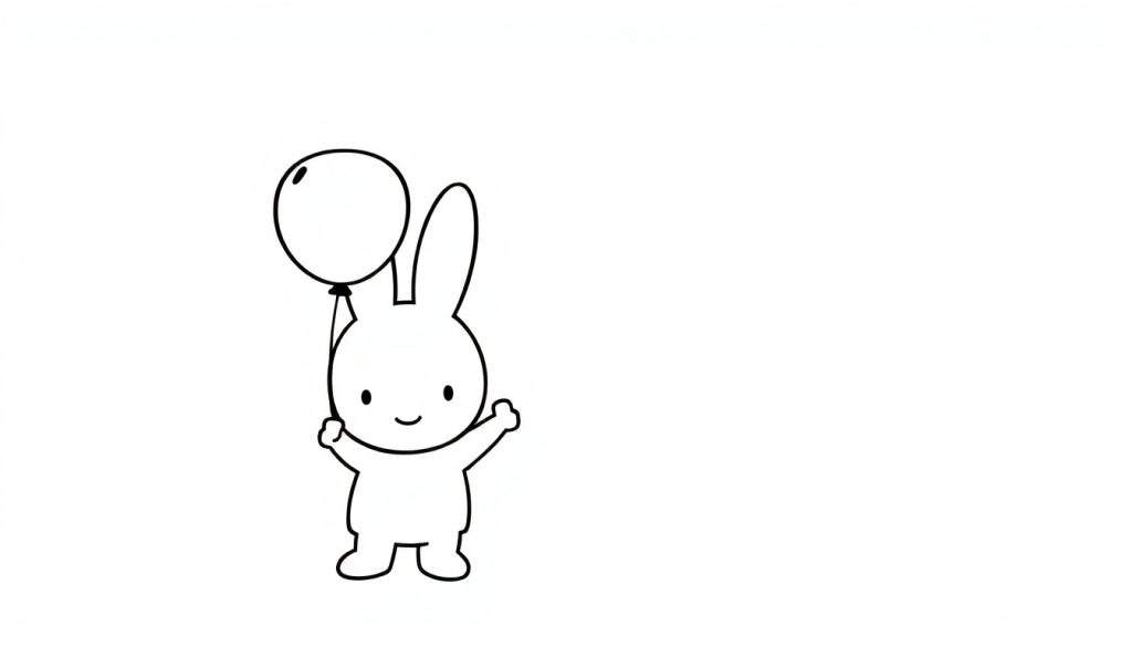 Kleurplaat van een schattig konijntje met een ballon.