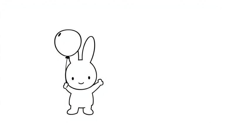 Kleurplaat van een schattig konijntje met een ballon.