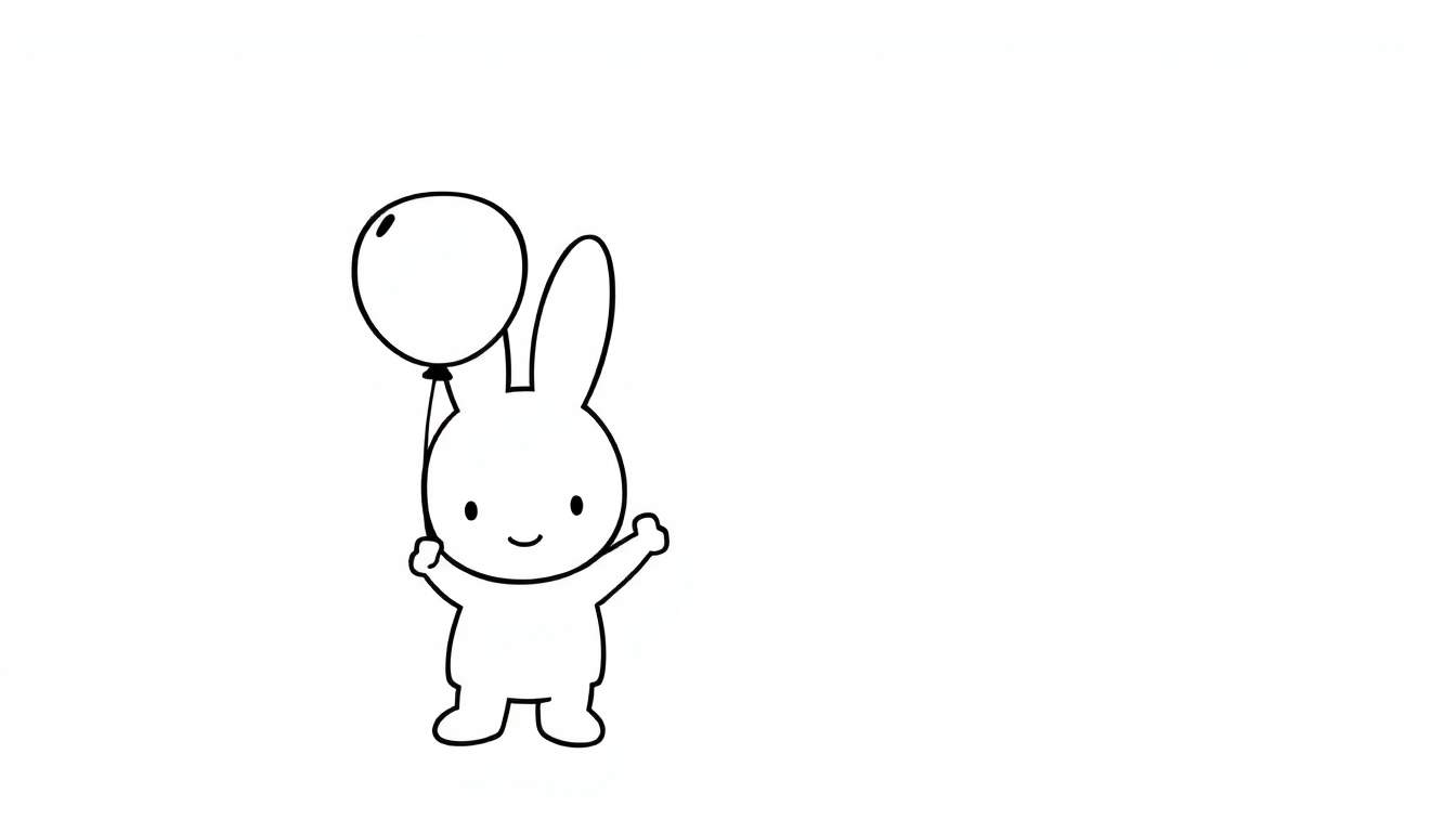 Kleurplaat van een schattig konijntje met een ballon.