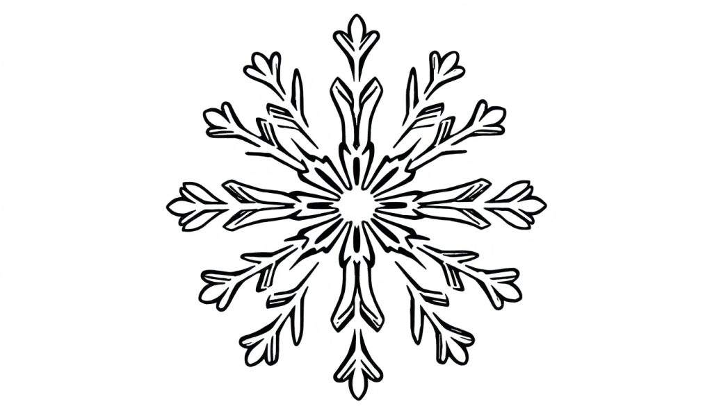 Kleurplaat van een symmetrische sneeuwvlok